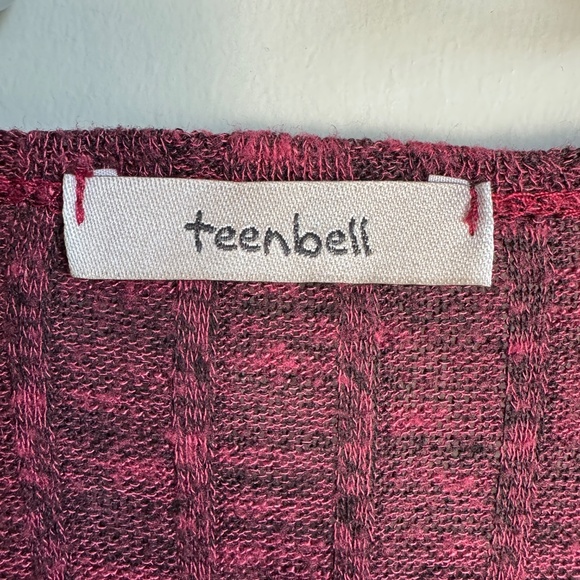 Teenbell Women's Open Front Long Sleeve Draping Cardigan Purple-Wine Office Chic - Picture 3 of 12